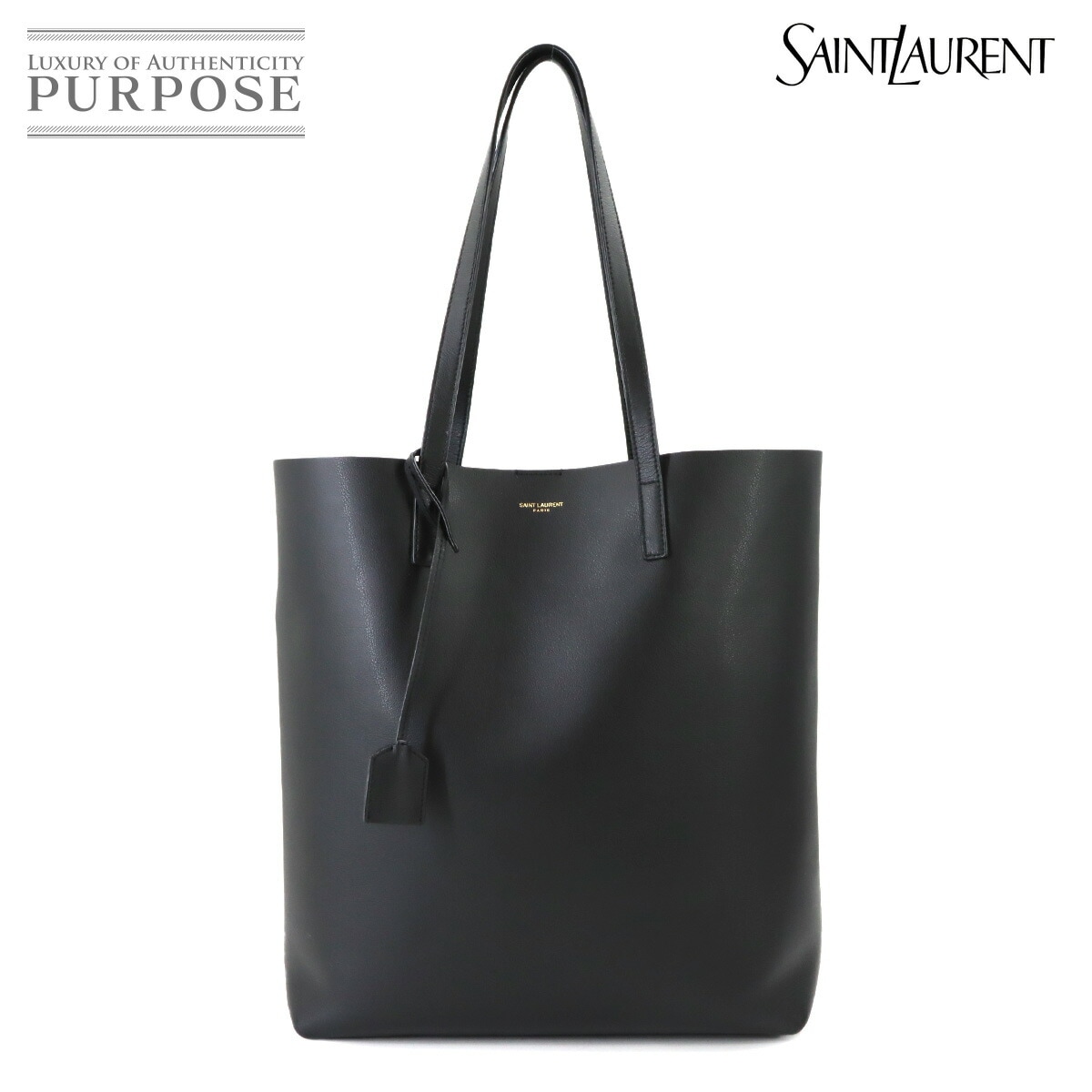 SAINT LAURENT YSL モノグラム ショッピング トート バッグ レザー ブラック 600306 ゴールド 金具 Shopping Bag サンローラン 90318250