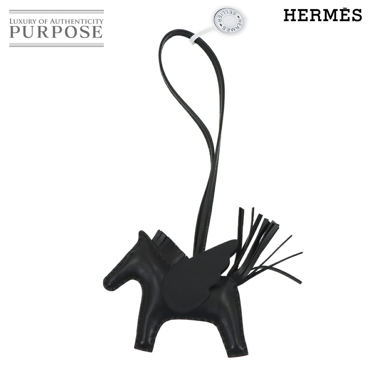 HERMES ソーブラック ロデオ ペガサス PM バッグチャーム アニョーミロ スイフト K刻印 Rodeo Pegasus エルメス 90318923