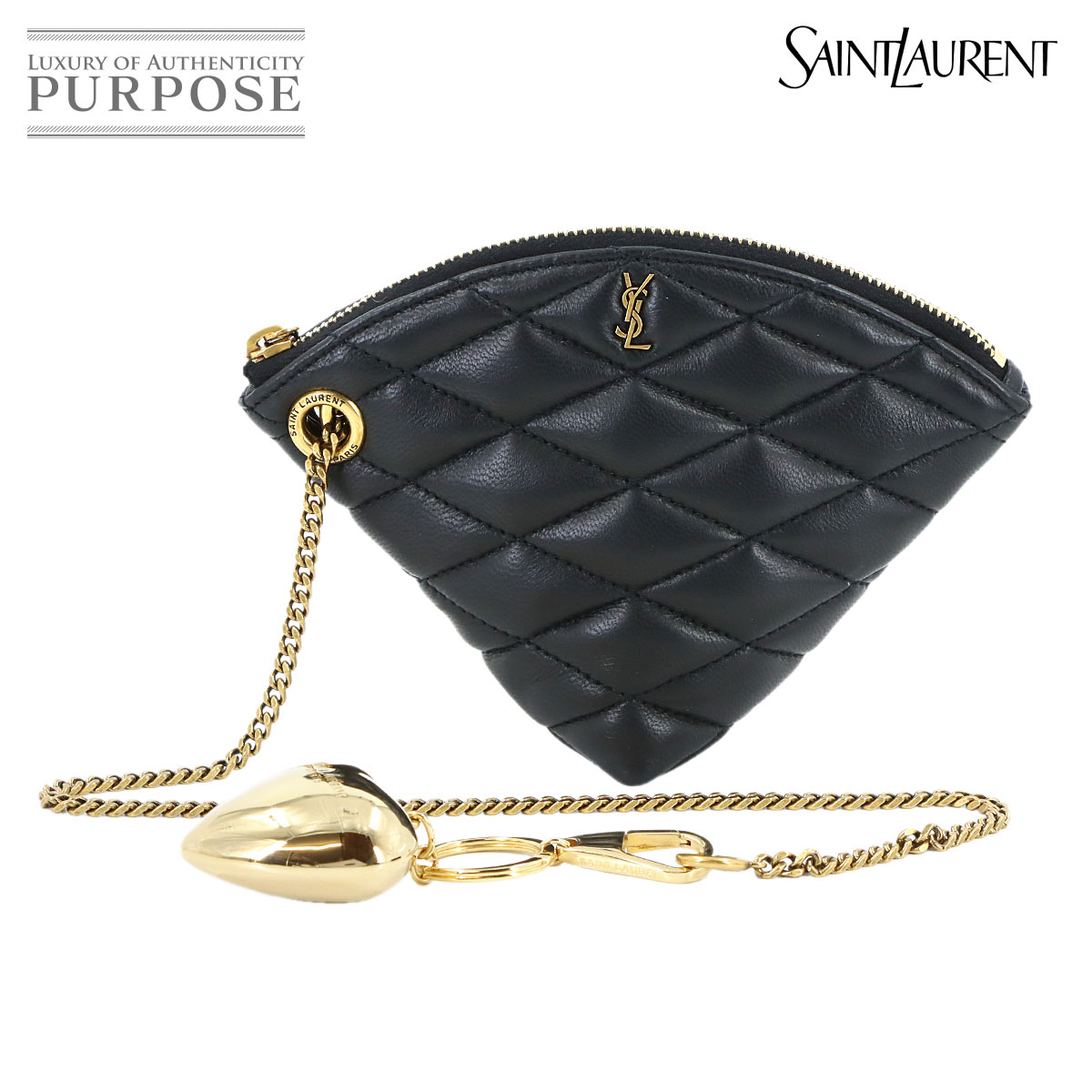 SAINT LAURENT サド コイン パース 小銭入れ レザー ブラック 802198 ゴールド 金具 Coin Purse サンローラン 90320792