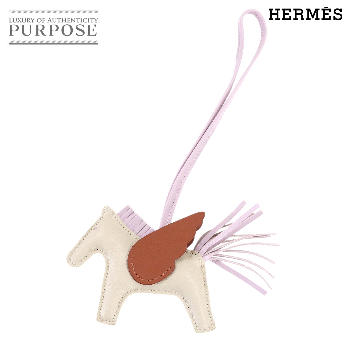HERMES ロデオ ペガサス PM バッグ チャーム アニョーミロ スイフト クレ ゴールド モーヴペール U刻印 Rodeo Pegasus エルメス 90317219
