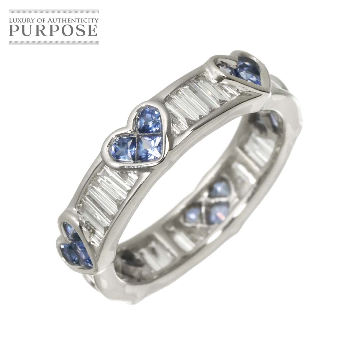 リング 8号 サファイヤ ダイヤ K18 WG ホワイトゴールド 750 指輪 Sapphire Ring 90316272