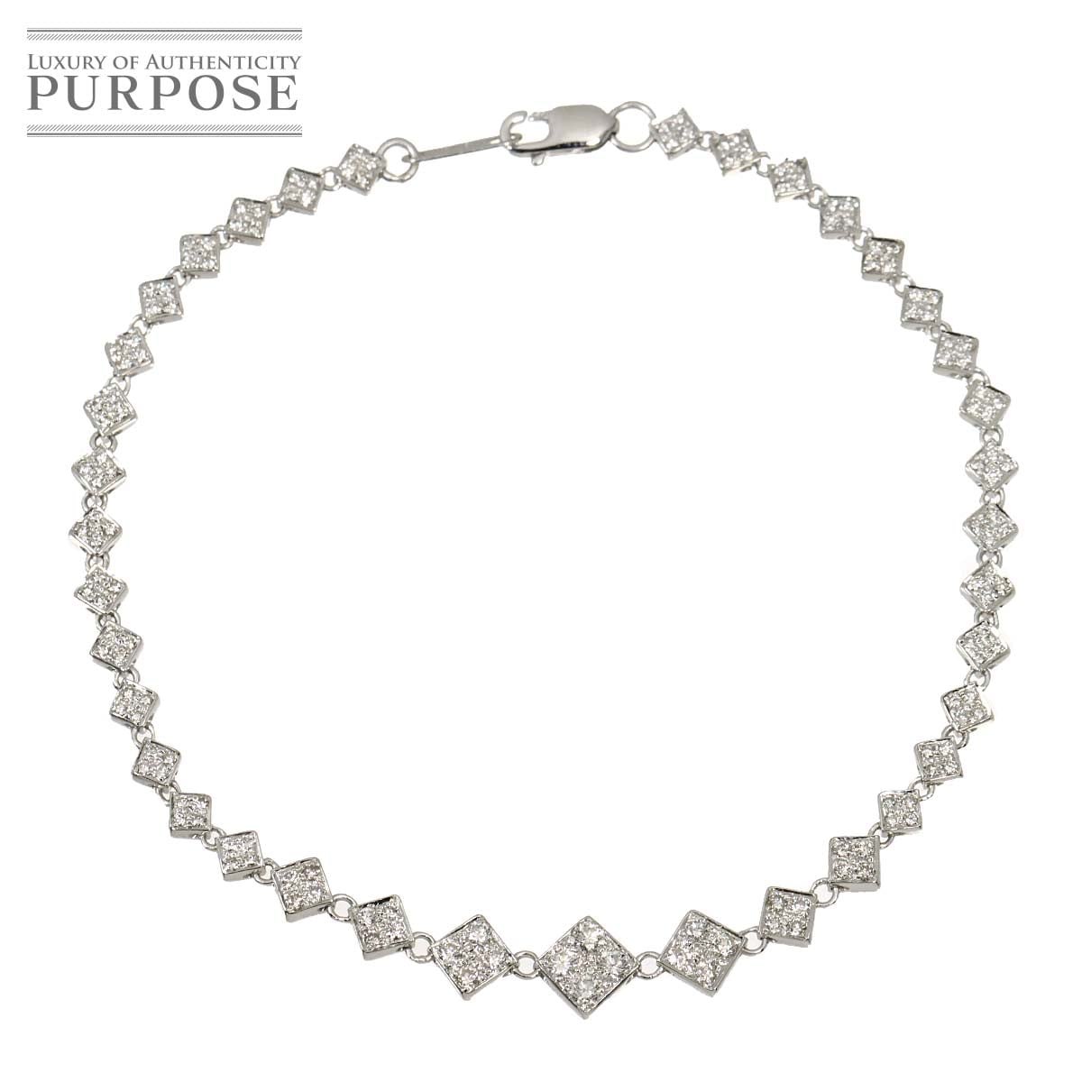 ダイヤ 1.00ct ブレスレット 19cm K18 WG ホワイトゴールド 750 Diamond Bracelet 90316336