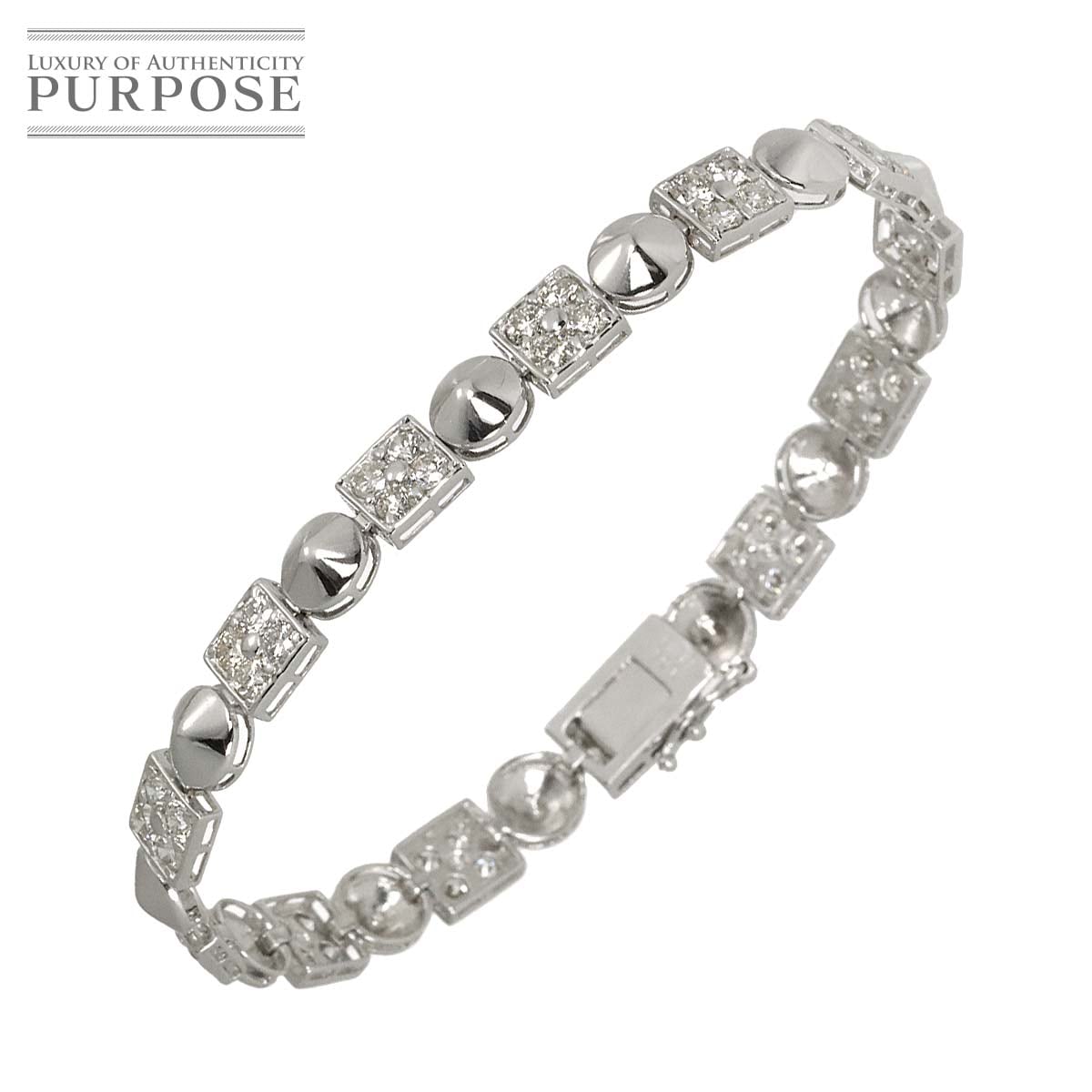 ダイヤ 3.68ct ブレスレット 17.5cm K18 WG ホワイトゴールド 750 Diamond Bracelet 90316437