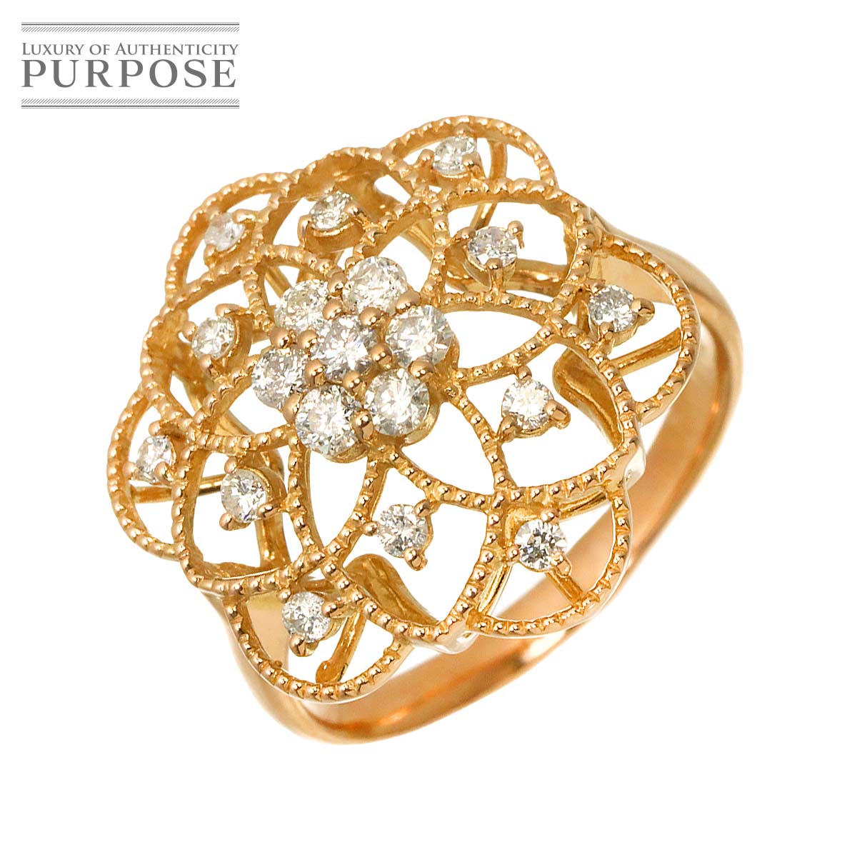 リング 14号 ダイヤ 0.50ct K18 PG ピンクゴールド 750 指輪 Diamond Ring 90317127