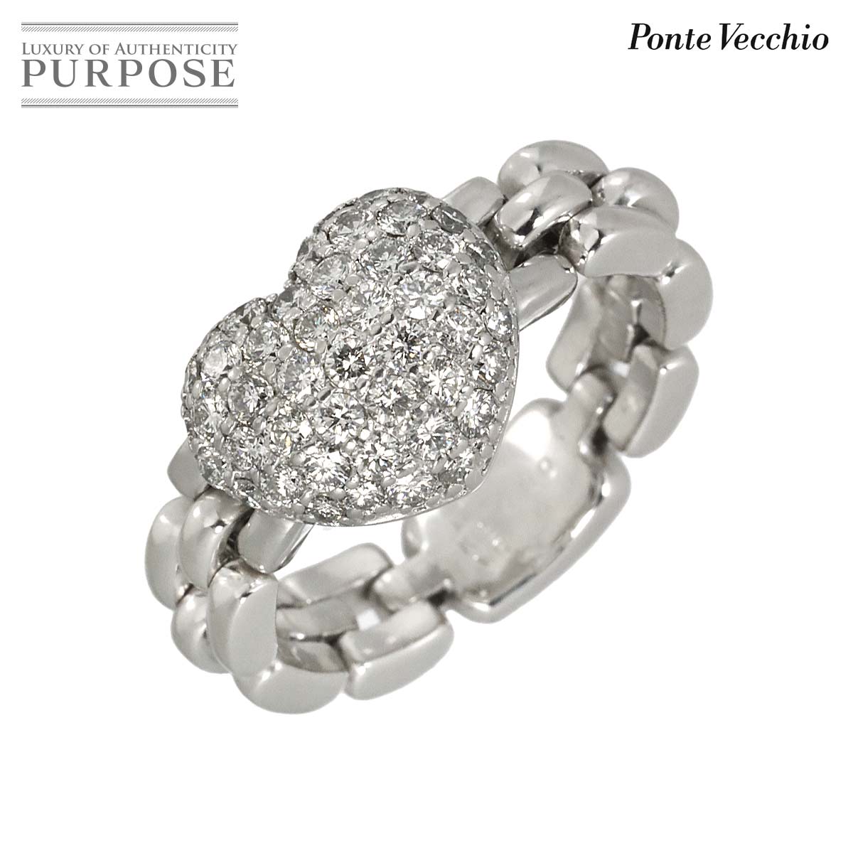 Ponte Vecchio 11号 リング ダイヤ 0.90ct K18 WG ホワイトゴールド 750 指輪 ハート Diamond Ring ポンテヴェキオ 90315541