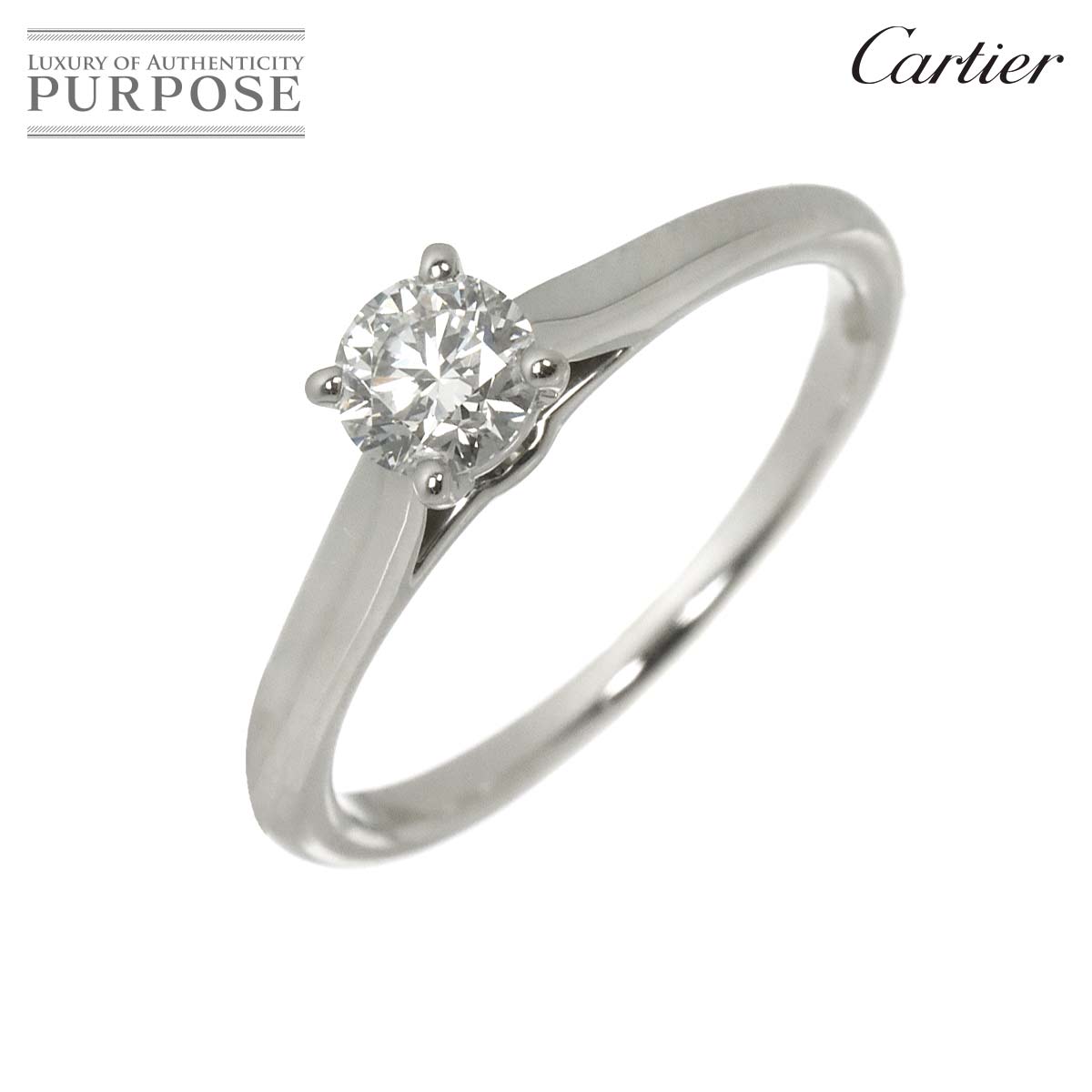 Cartier ソリテール ダイヤ 0.30ct H/VVS1/3EX #48 リング Pt プラチナ 指輪 Solitaire Ring【証明書・鑑定書付き】カルティエ 90315771