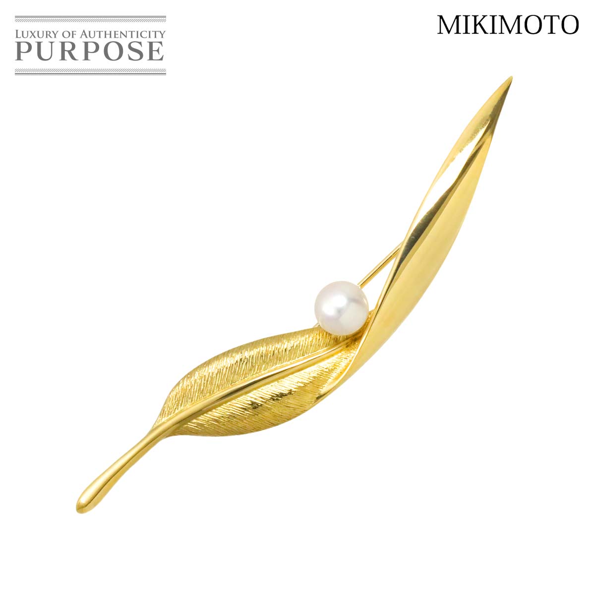 MIKIMOTO アコヤ真珠 7.1mm ブローチ K18 YG イエローゴールド 750 パール Brooch ミキモト 90315822