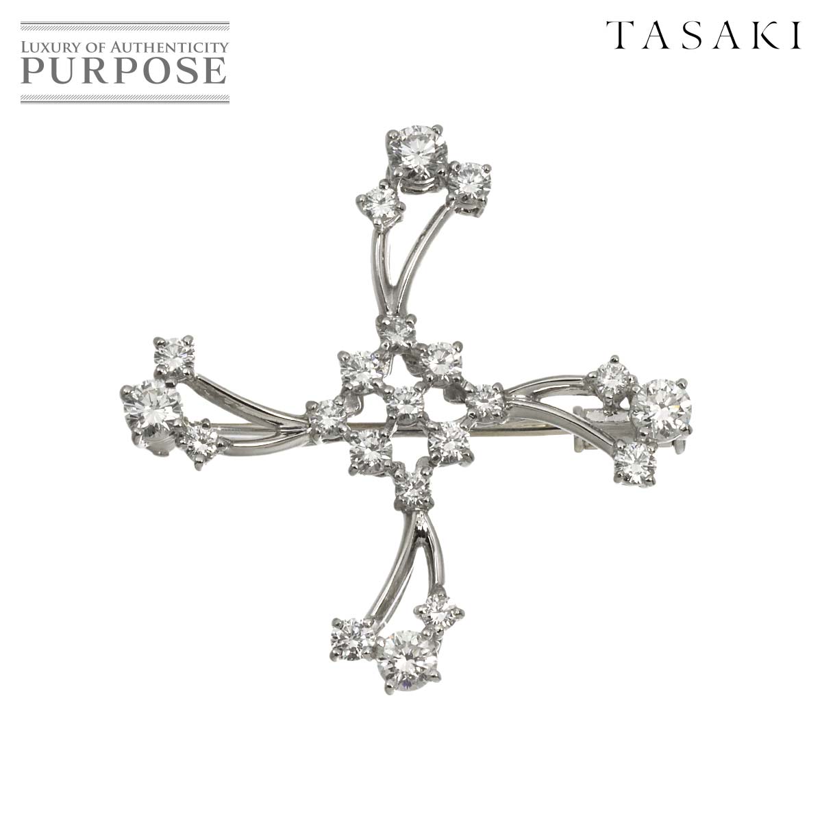 TASAKI ダイヤ 1.25ct ブローチ Pt プラチナ 田崎真珠 Diamond Brooch タサキ 90316784