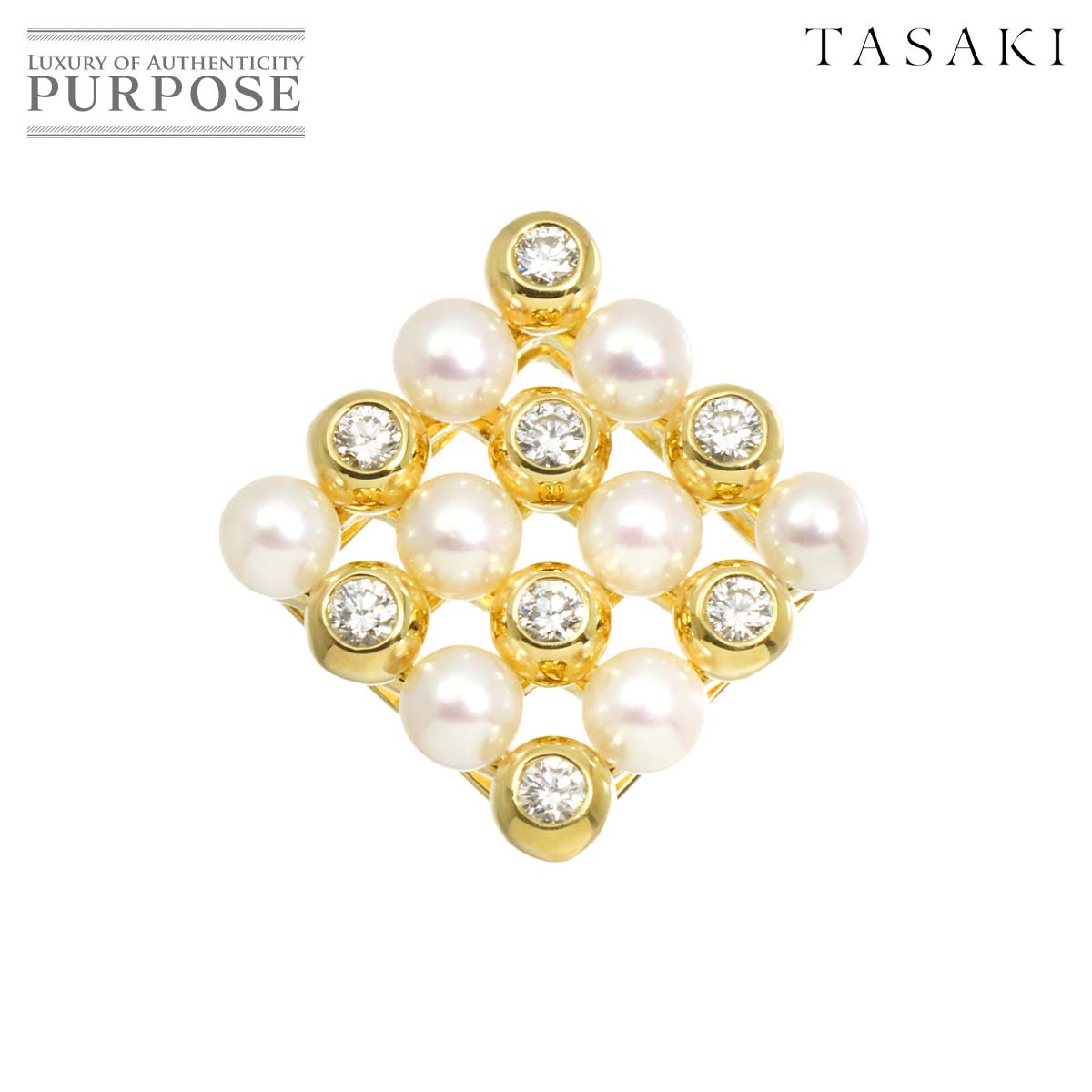 TASAKI ベビーパール 3.8mm ダイヤ 0.32ct ペンダント トップ K18 YG イエローゴールド 750 真珠 Pendant Top タサキ 90317603
