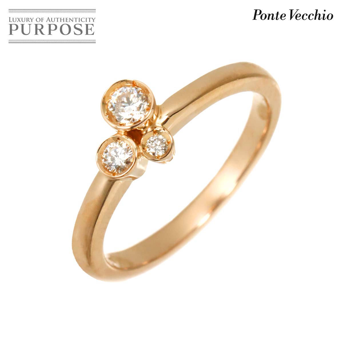 Ponte Vecchio 9号 リング ダイヤ 0.15ct K18 PG ピンクゴールド 750 指輪 Diamond Ring ポンテヴェキオ 90317809