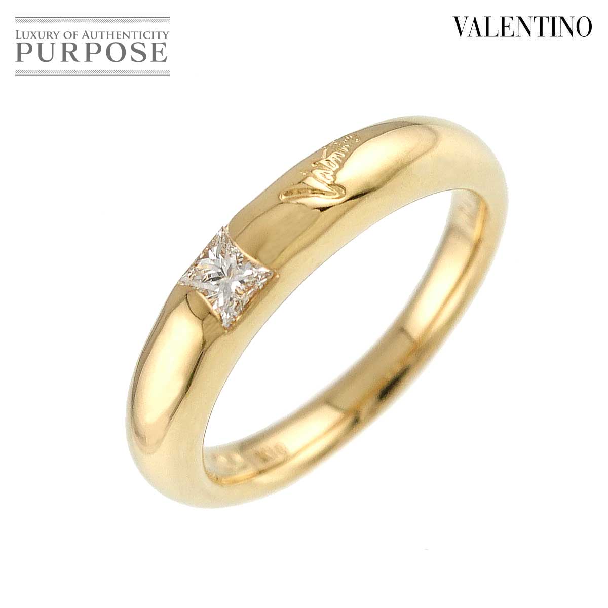 VALENTINO 11号 リング ダイヤ 0.18ct K18 YG イエローゴールド 750 指輪 Diamond Ring ヴァレンティノ 90318422