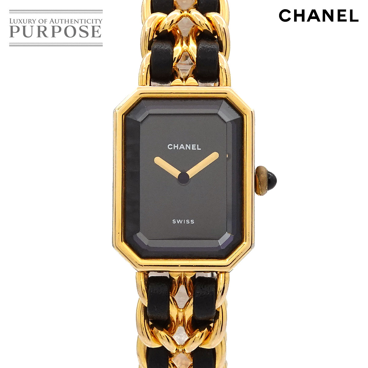 CHANEL プルミエール Lサイズ H0001 ヴィンテージ レディース 腕時計 ブラック ゴールド クォーツ ウォッチ Premiere シャネル 90318659