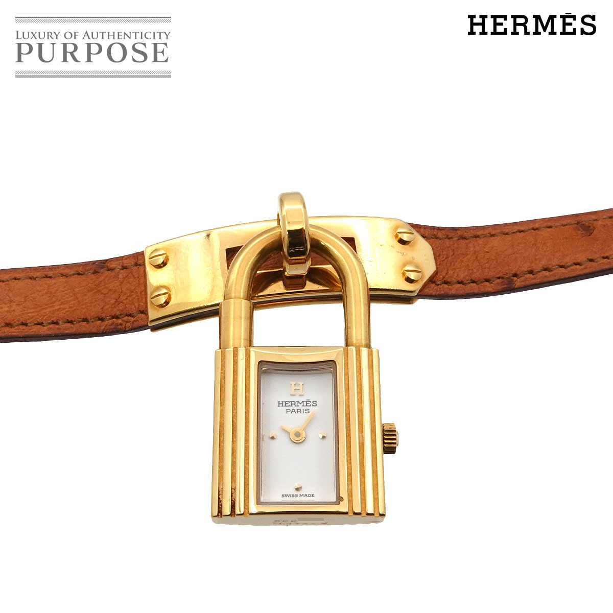 HERMES ケリーウォッチ ヴィンテージ レディース 腕時計 ホワイト クォーツ ウォッチ カデナ Kelly Watch エルメス 90320024