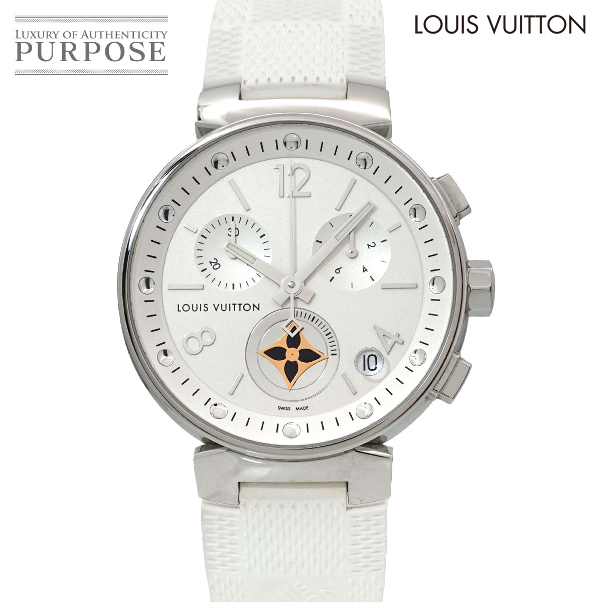 LOUIS VUITTON タンブール ムーンスターGM Q8D10 メンズ 腕時計 クロノグラフ デイト シルバー クォーツ ウォッチ Tambour ルイ ヴィトン 90321249