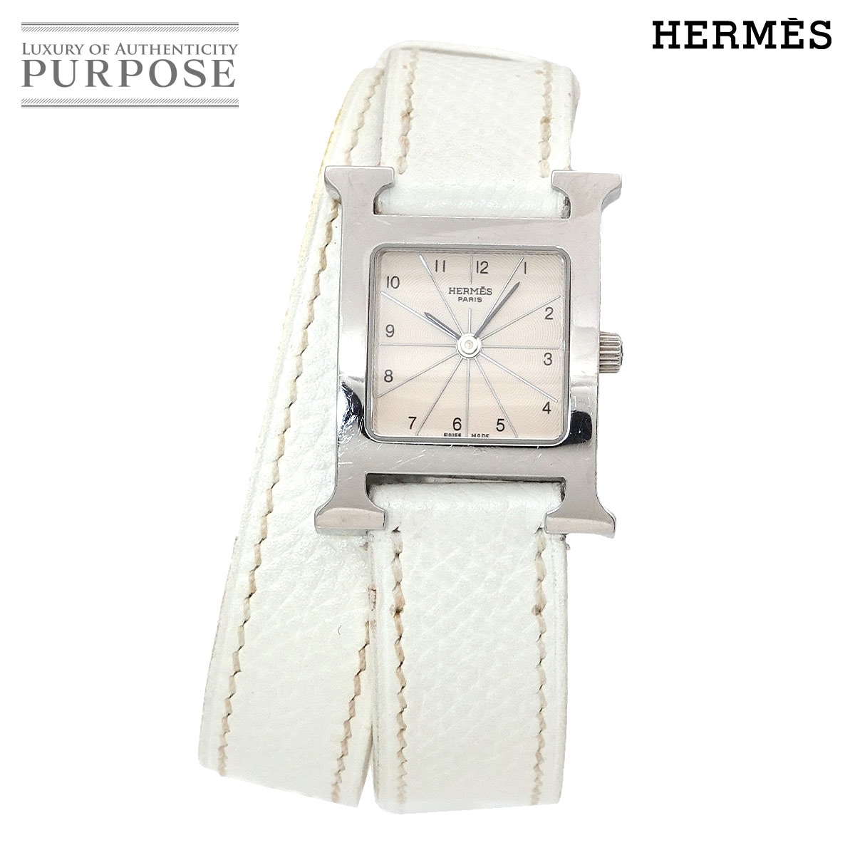 HERMES Hウォッチ ドゥブルトゥール HH1 210 レディース 腕時計 シルバー クォーツ ウォッチ H Watch エルメス 90322041