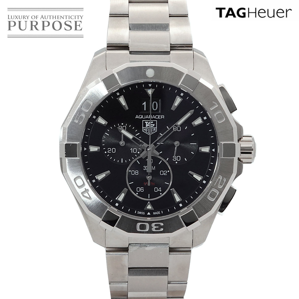 TAG Heuer アクアレーサー クロノグラフ CAY1110-0 メンズ 腕時計 ビッグデイト ブラック クォーツ ウォッチ タグホイヤー 90322066