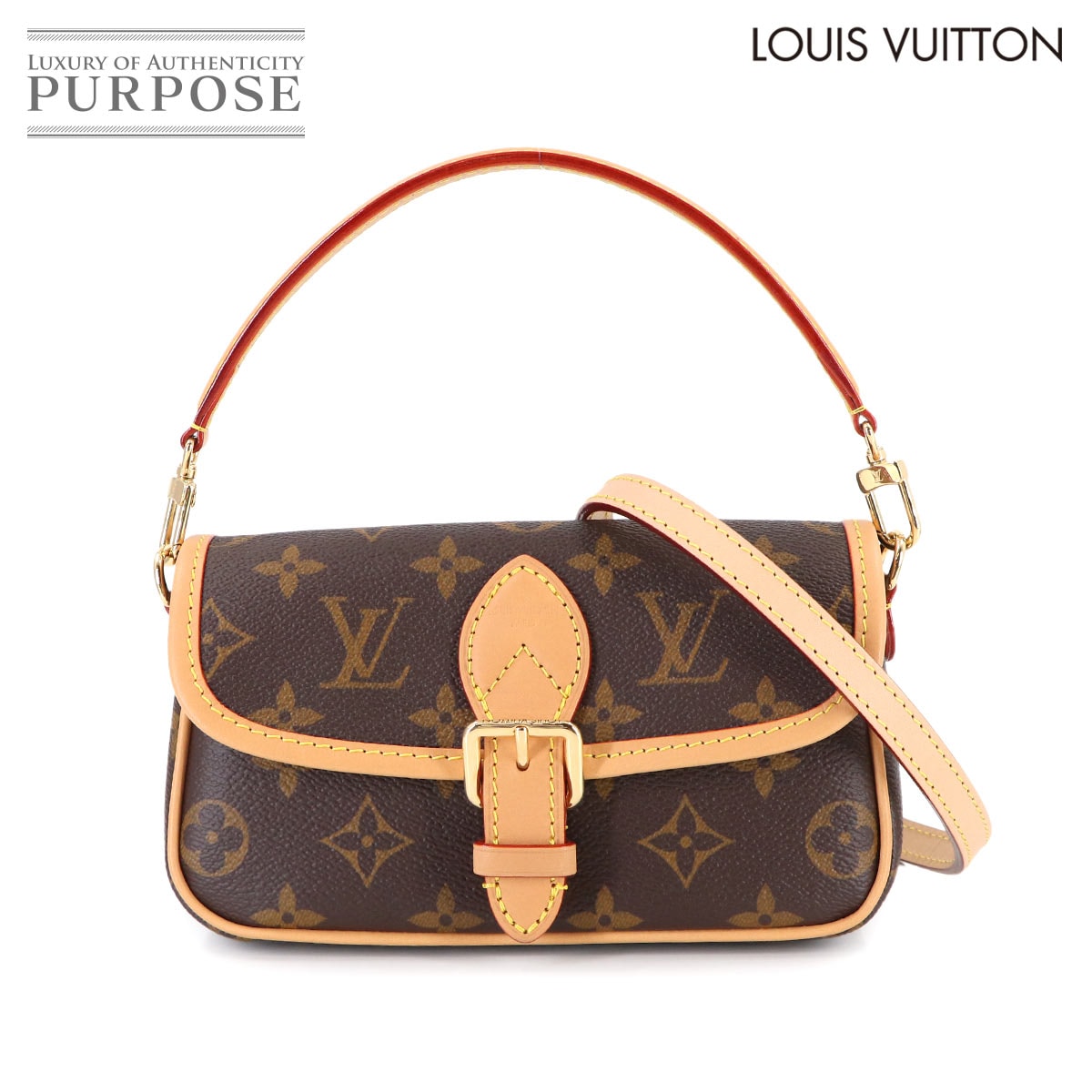 LOUIS VUITTON モノグラム ナノ ディアヌ 2way ハンド ショルダー バッグ ブラウン M83298 RFID ゴールド 金具 Nano Diane ルイ ヴィトン 90314053