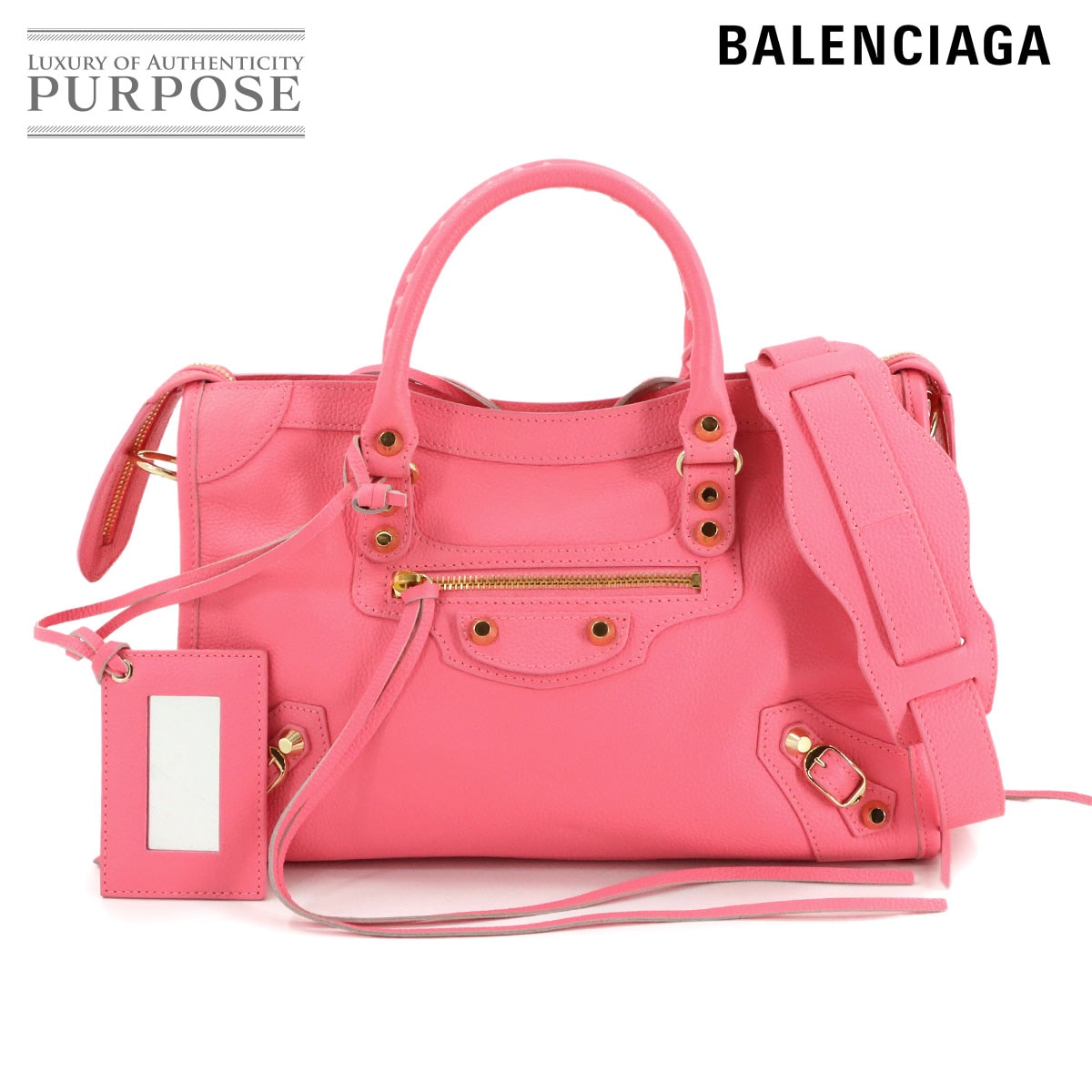 BALENCIAGA クラシック シティ 2way ハンド ショルダー バッグ レザー ピンク 431621 Classic City バレンシアガ 90314215