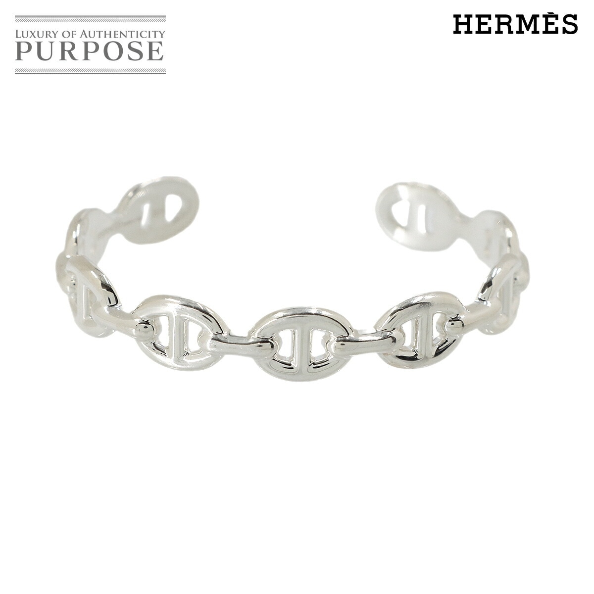HERMES シェーヌダンクル アンシェネ バングル SH 16cm SV 925 シルバー ブレスレット Chaine dancre Bracelet エルメス 90317169