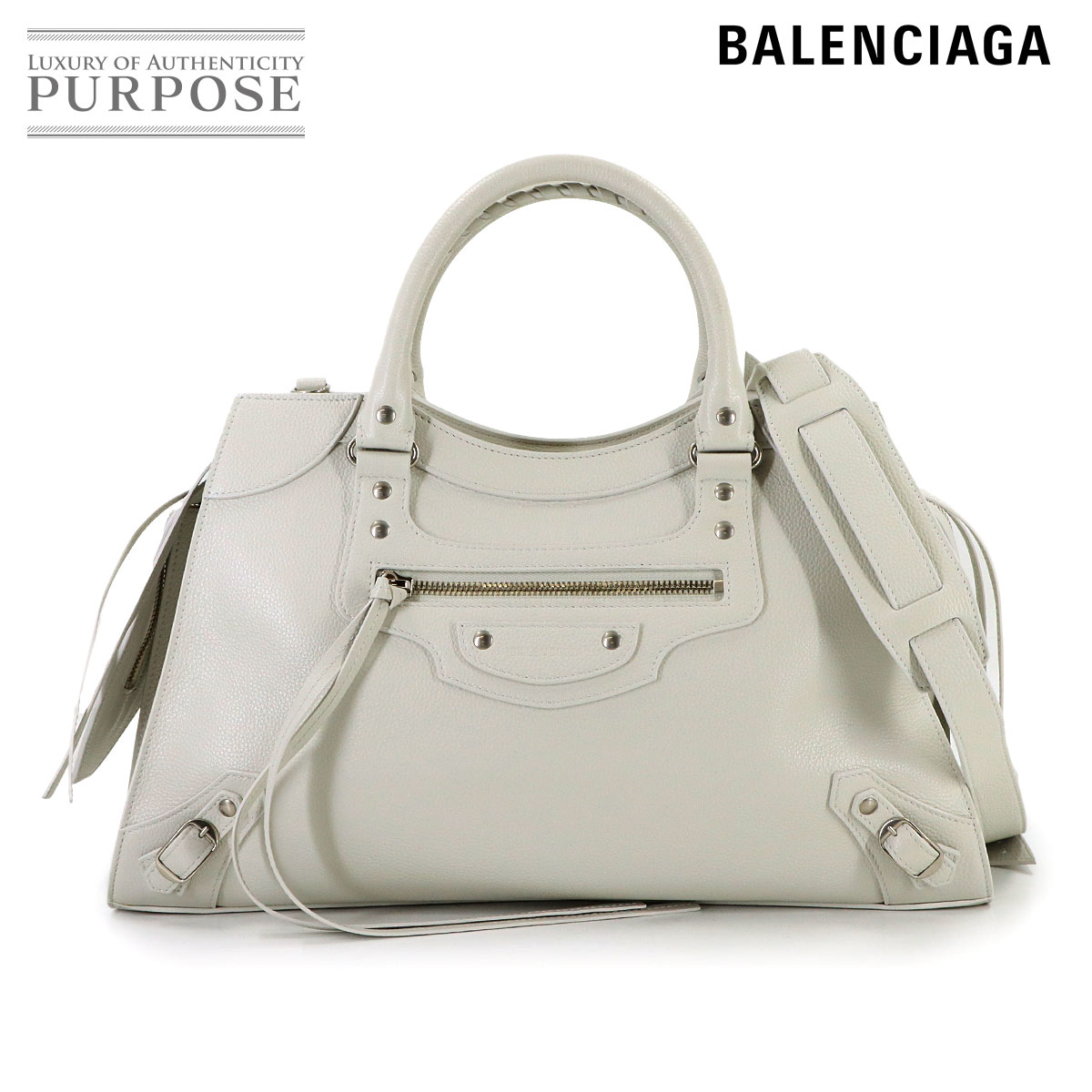BALENCIAGA ネオクラシック シティ ミディアム 2way ハンド ショルダー バッグ レザー ホワイト 638470 Neo Classic City Medium バレンシアガ 90317994