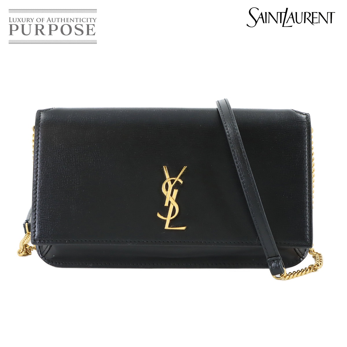 SAINT LAURENT カサンドラ フォンホルダー ショルダー バッグ レザー ブラック 635095 ゴールド 金具 Cassandra Shoulder Bag サンローラン 90318926