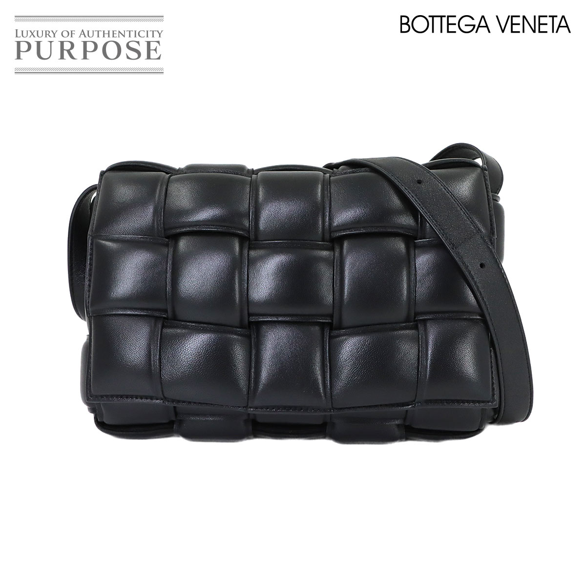 BOTTEGA VENETA イントレチャート パデッド カセット ショルダー バッグ レザー ブラック 591970 Padded Cassette ボッテガ ヴェネタ 90319944