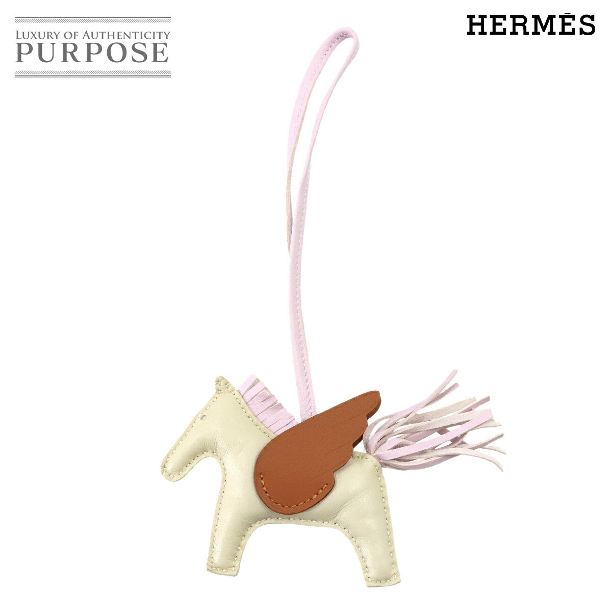 HERMES ロデオ ペガサス PM バッグ チャーム アニョーミロ スイフト クレ ゴールド モーヴペール U刻印 Rodeo Pegasus エルメス 90321202