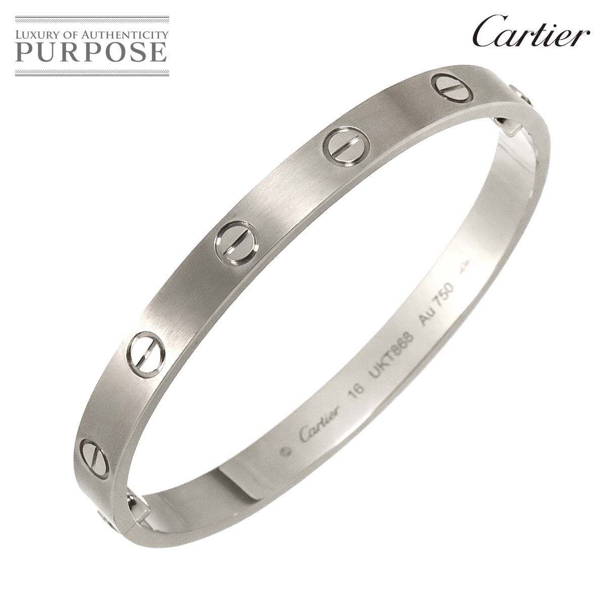 Cartier ラブ ブレス #16 K18 WG ホワイトゴールド 750 ブレスレット ブラッシュ バングル Love Bracelet 【証明書付き】カルティエ 90293782