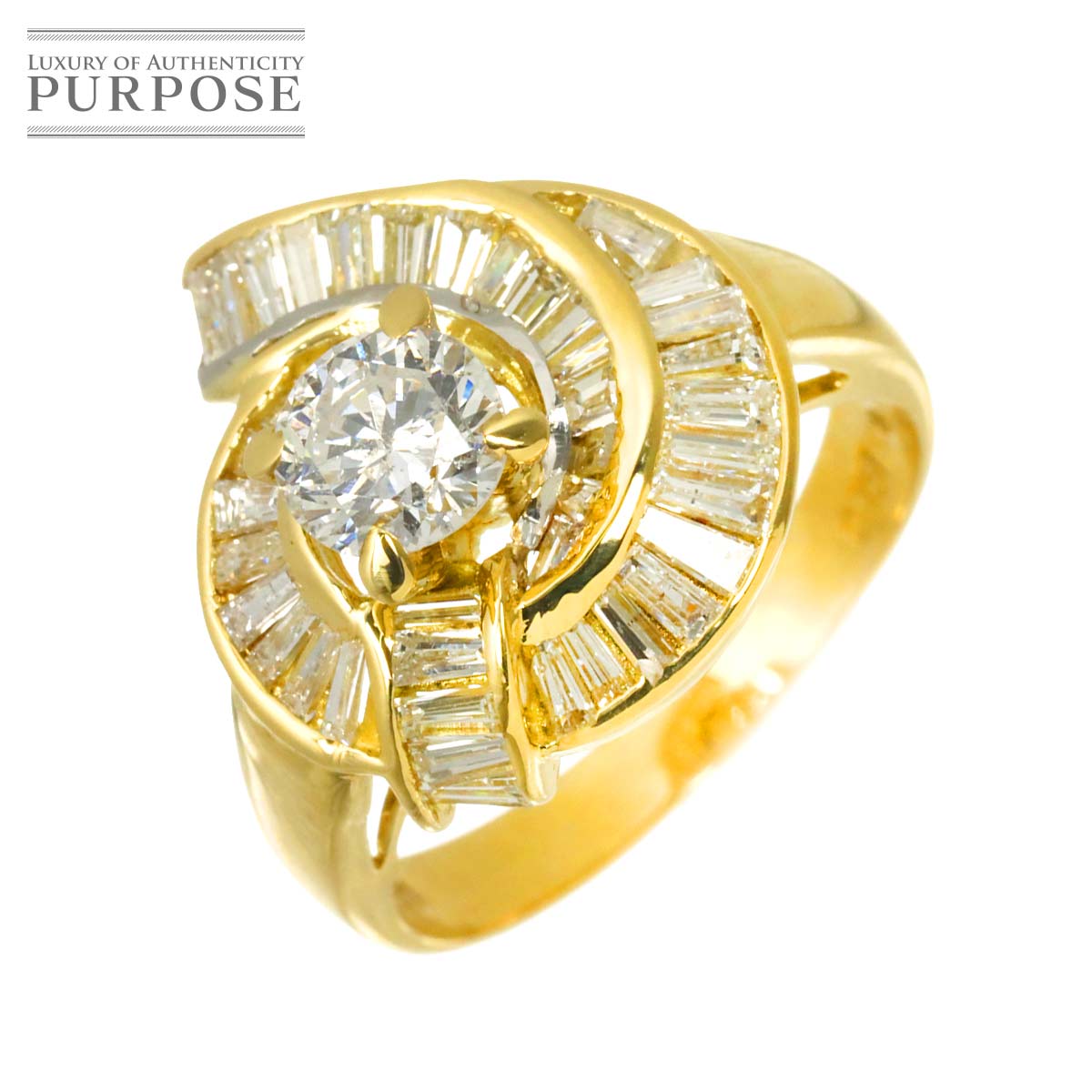 リング 13.5号 ダイヤ 0.757ct/1.31ct K18 YG イエローゴールド 750 指輪 Diamond Ring 90316308