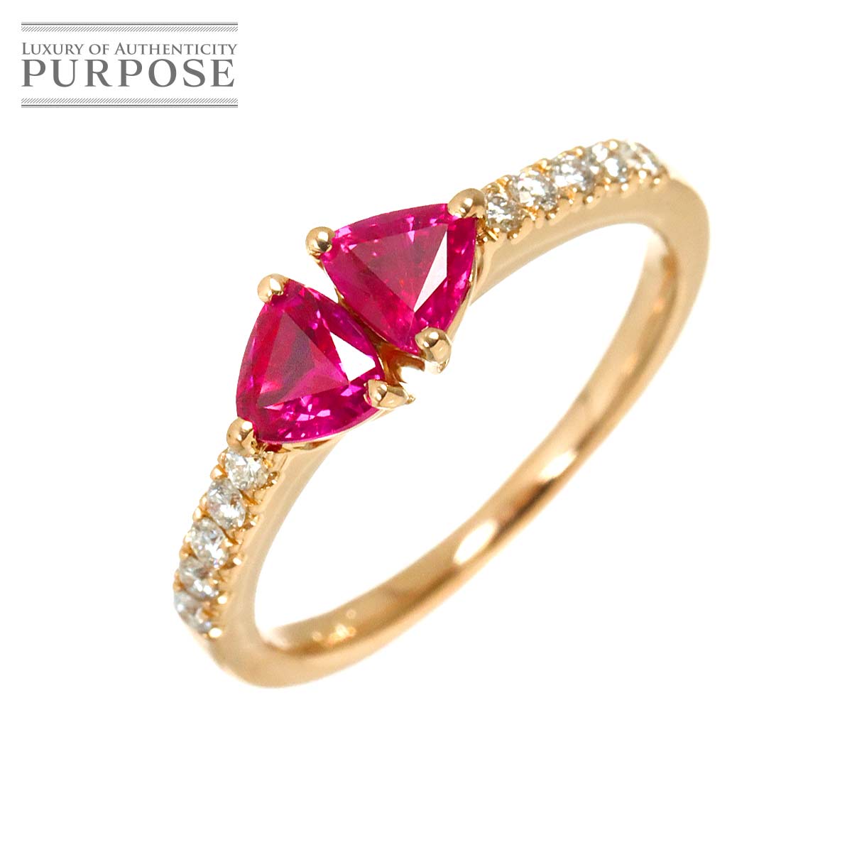 リング 8.5号 ルビー 0.83ct ダイヤ 0.12ct K18 PG ピンクゴールド 750 指輪 Ruby Ring 90316401