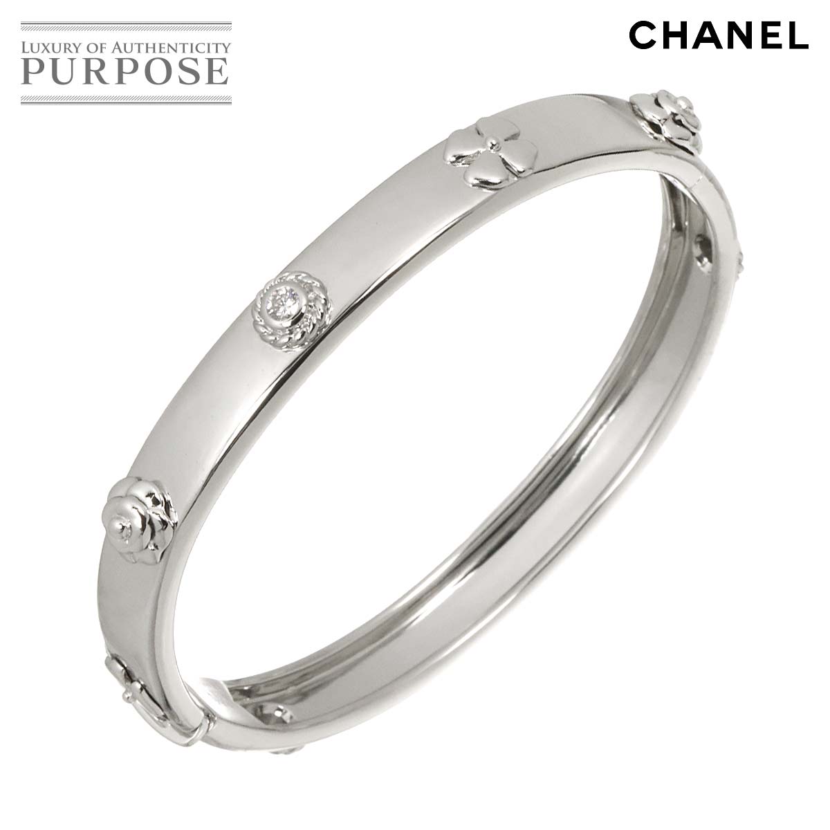CHANEL スリーシンボル ダイヤ バングル 17.5cm K18 WG ホワイトゴールド 750 ブレスレット Diamond Bracelet シャネル 90313388
