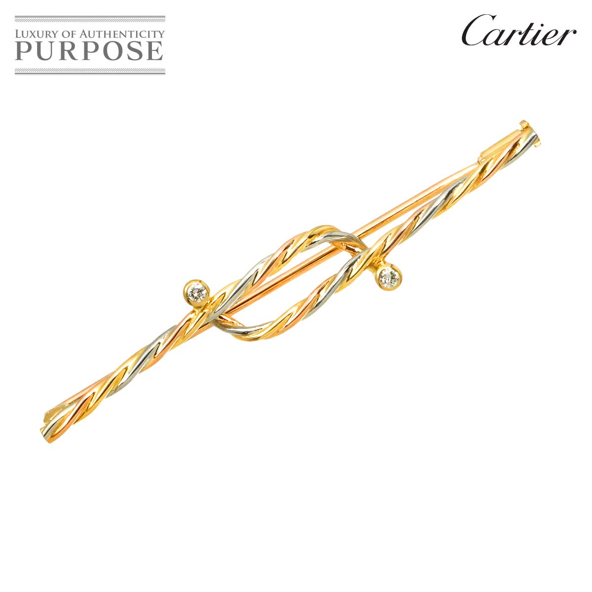 Cartier ダイヤ ブローチ K18 YG WG PG スリーゴールド 3カラー 750 Brooch カルティエ 90317303