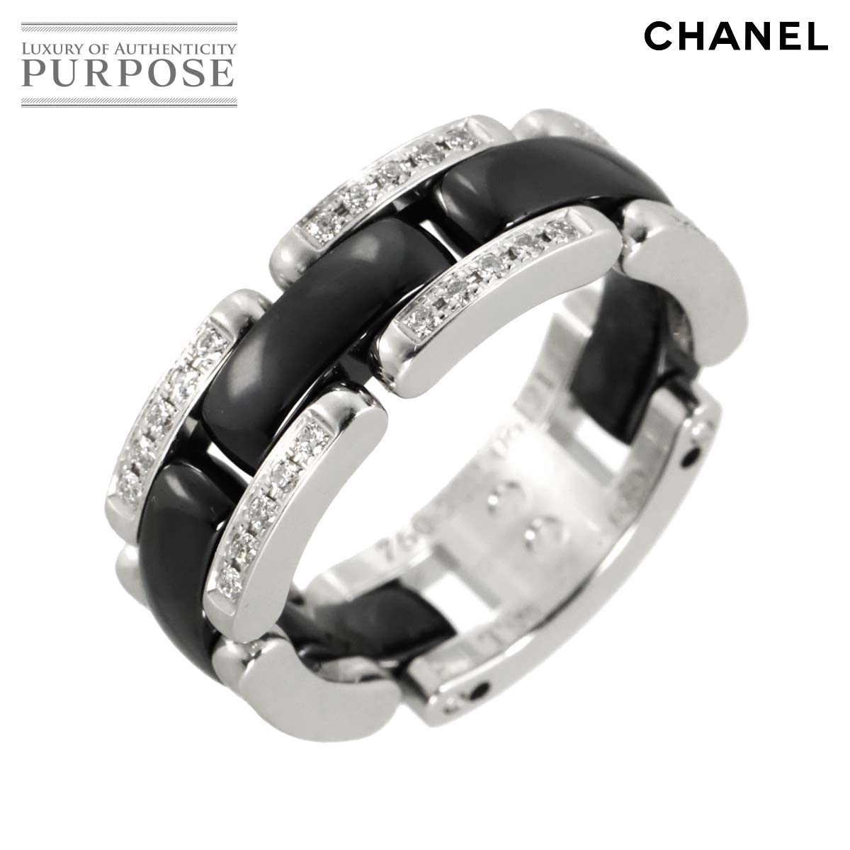 CHANEL ウルトラ #50 リング ダイヤ ミディアム K18 WG ブラック セラミック 750 指輪 ULTRA Diamond Ring【証明書付き】 シャネル 90317458