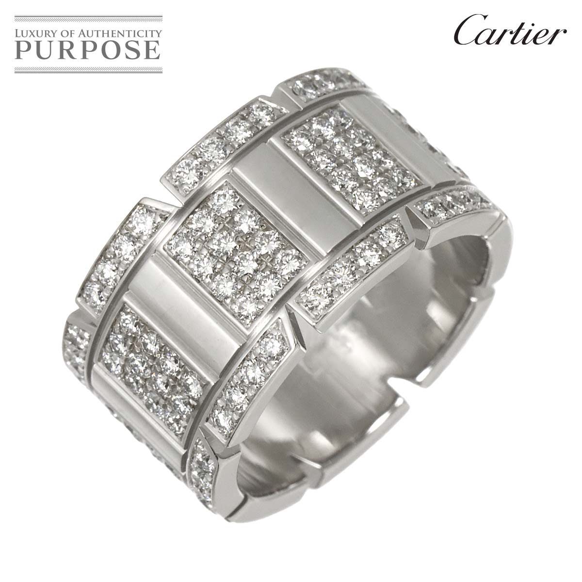 Cartier タンク フランセーズ #52 リング ダイヤ K18 WG ホワイトゴールド 750 指輪 Tank Ring カルティエ 90317473