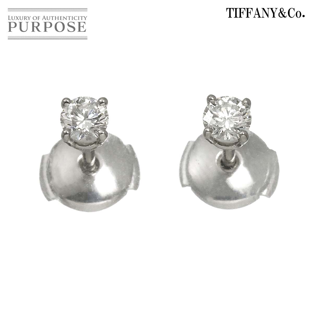TIFFANY&Co. ソリティア ダイヤ 0.21ctx2 I/VVS1-VVS2/3EX ピアス Pt プラチナ スタッド Diamond Earrings Pierced【鑑定書付き】ティファニー 90318956
