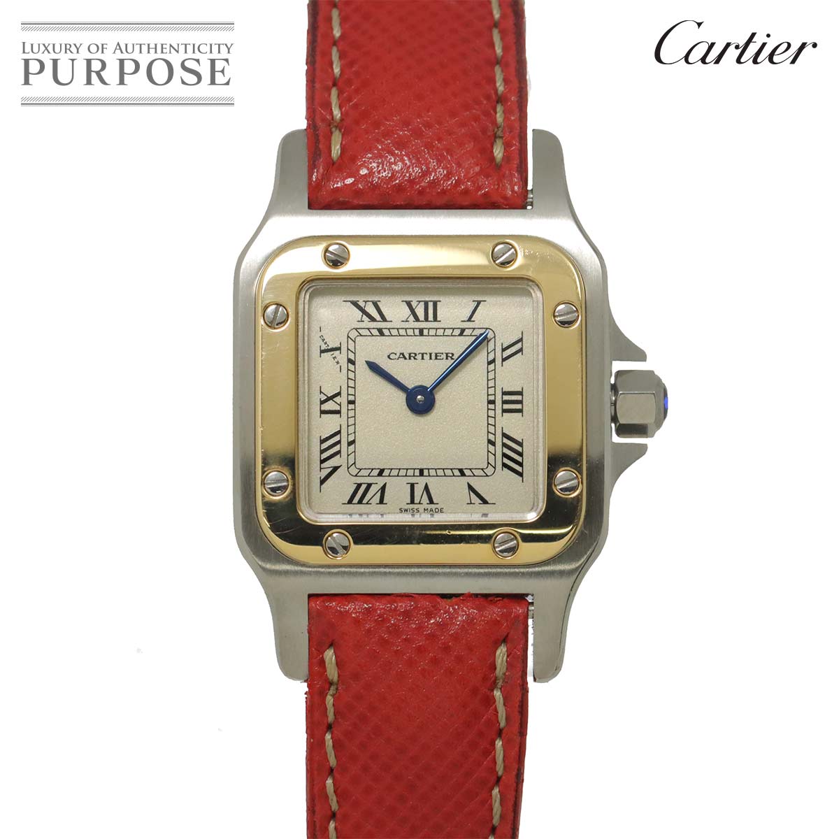 Cartier サントスガルベSM W20012C4 コンビ レディース 腕時計 アイボリー YG イエローゴールド クォーツ ウォッチ Santos Galbee カルティエ 90257927