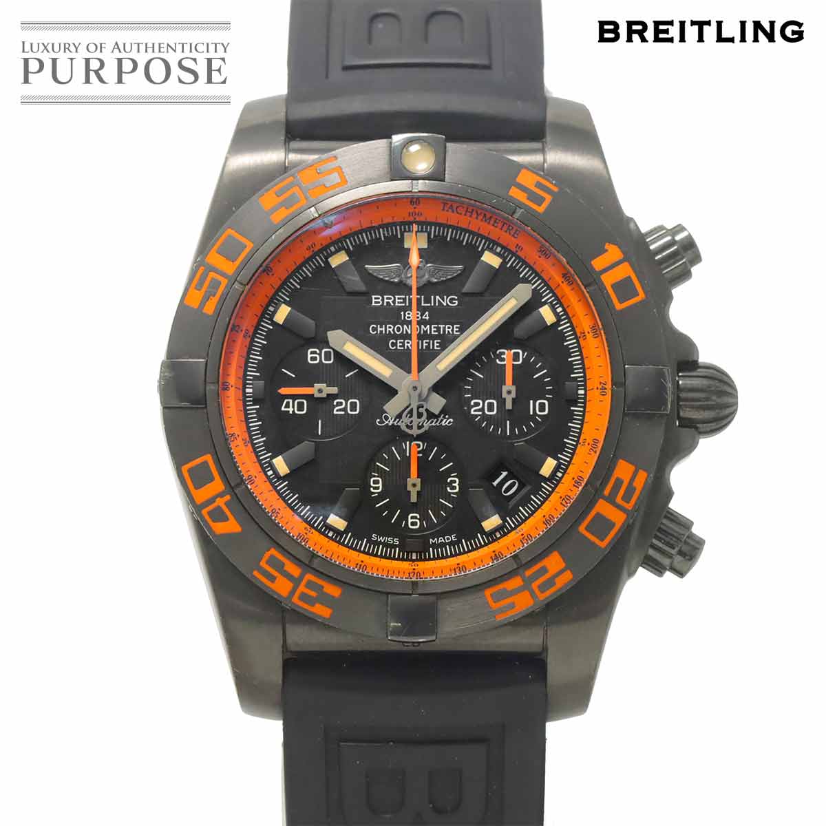 BREITLING クロノマット44 レイブン MB0111 クロノグラフ メンズ 腕時計 デイト ブラック オートマ 自動巻き ウォッチ Raven ブライトリング 90318358