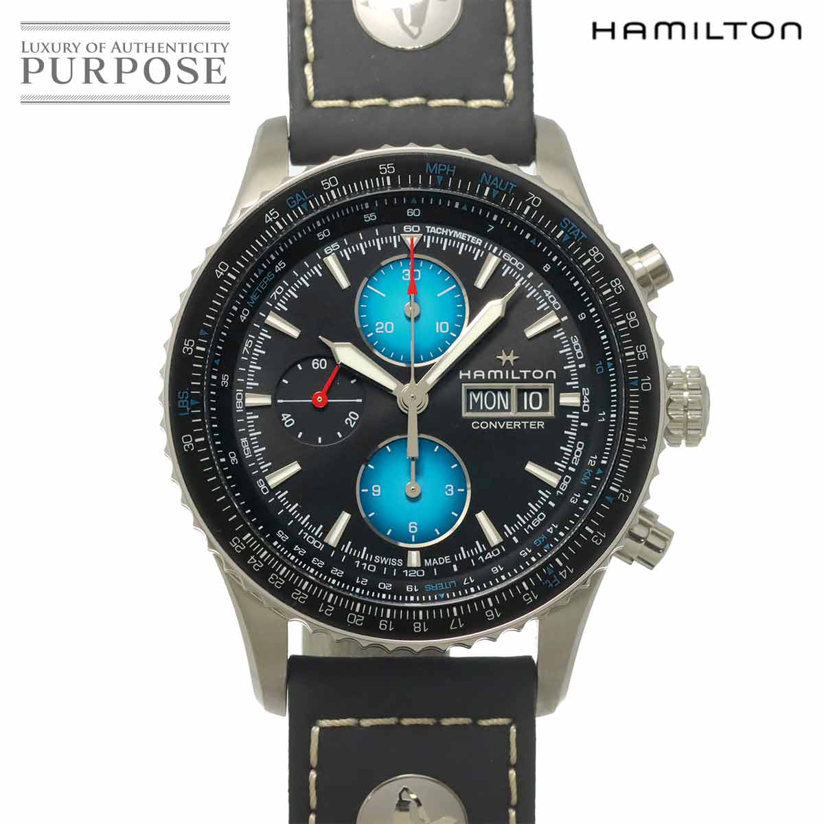 HAMILTON カーキ アビエーション コンバーター H767060 エアーツェルマット限定988本 デイト メンズ 腕時計 ブラック オートマ 自動巻き Khaki Aviation ハミルトン 90320263