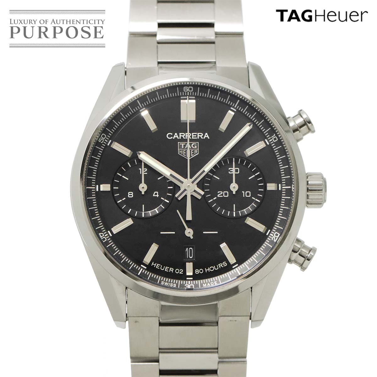 TAG Heuer カレラ キャリバーホイヤー02 CBN2010-0 クロノグラフ メンズ 腕時計 デイト ブラック オートマ 自動巻き ウォッチ Carrera タグホイヤー 90321475