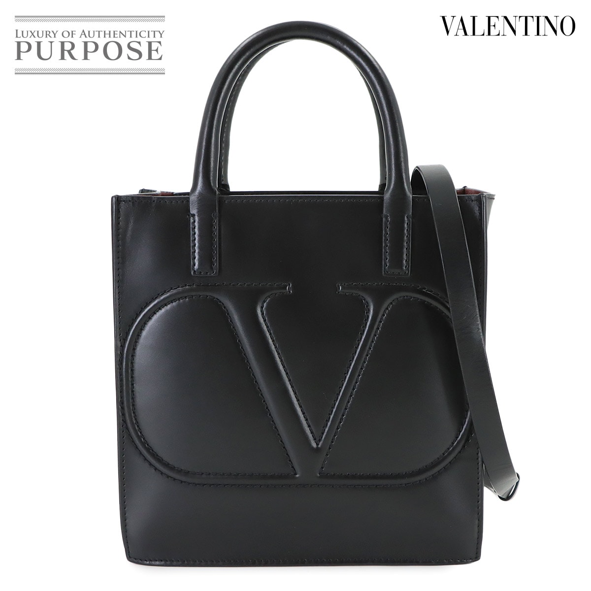 VALENTINO GARAVANI Vロゴ ウォーク 2way ハンド ショルダー バッグ レザー ブラック ゴールド 金具 XW9B0H23QEL Walk Bag ヴァレンティノ ガラヴァーニ 90308521