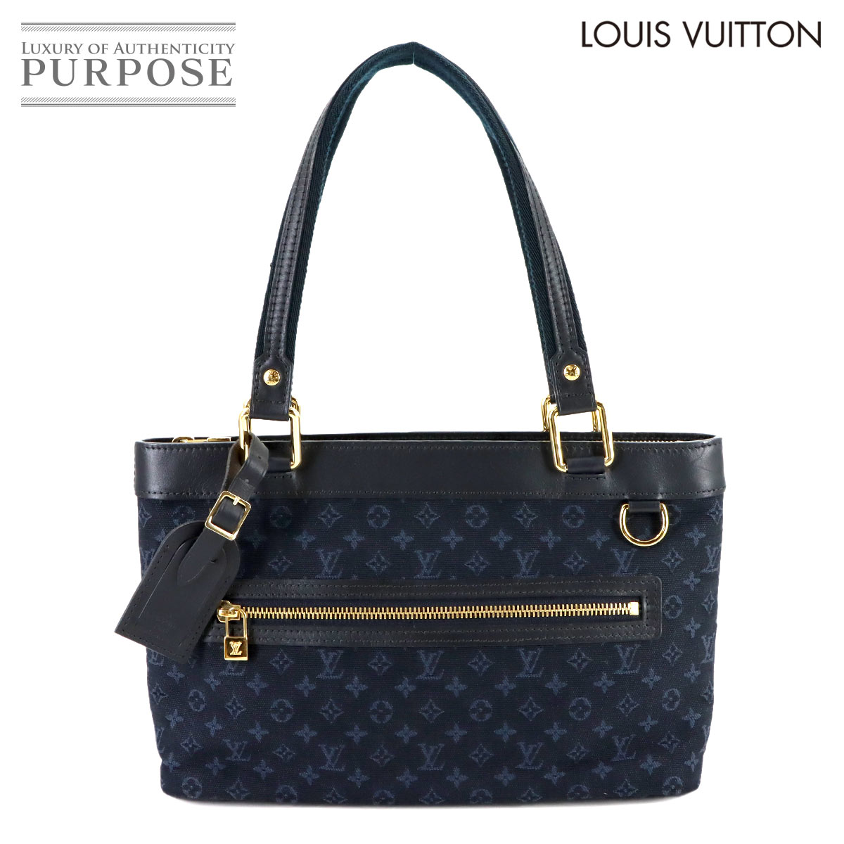 LOUIS VUITTON モノグラム ミニ ルシーユ PM トート バッグ キャンバス レザー TSTブルー M92680 Lucille PM ルイ ヴィトン 90320234