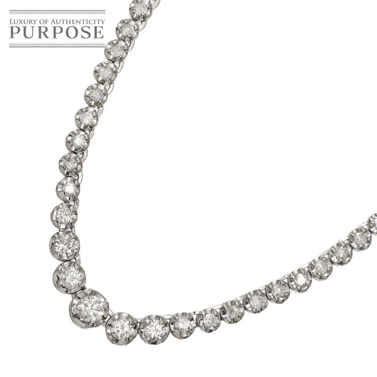 ダイヤ 3.00ct ネックレス 42cm Pt プラチナ Diamond Necklace 90313648