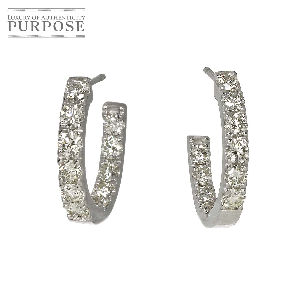 ダイヤ 1.005ct/1.005ct ピアス K18 WG ホワイトゴールド 750 Diamond Earrings Pierced 90316263