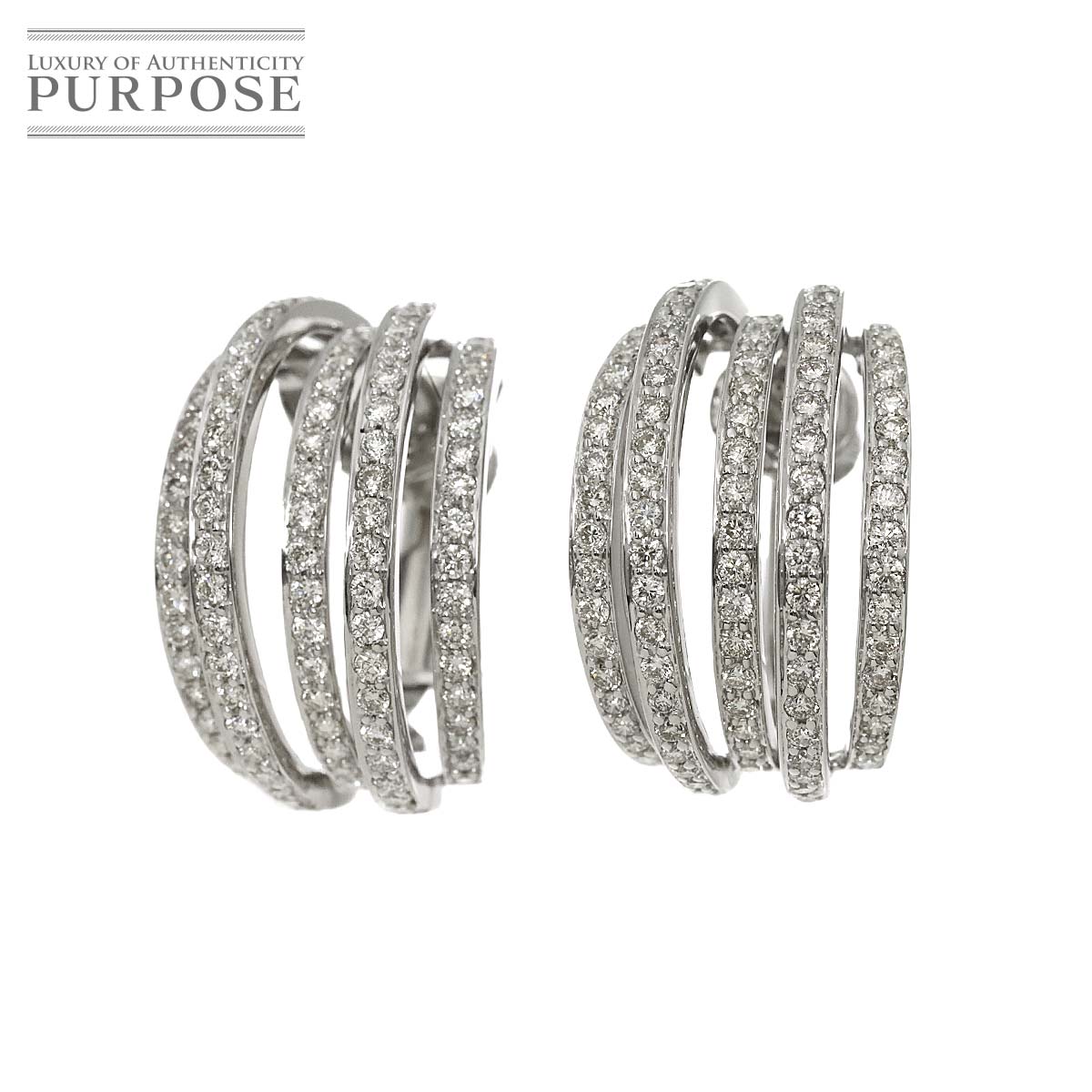 ダイヤ 1.44ct/1.42ct イヤリング K14 K18 WG White Gold 585 750 Diamond Earrings Clip on 90316292