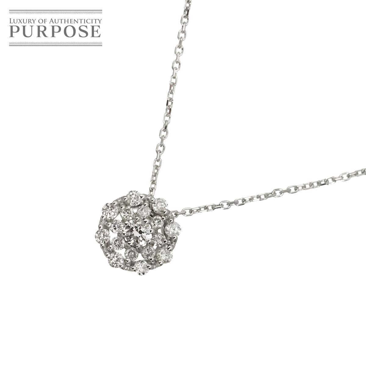 ダイヤ 0.10ct ネックレス 40cm K18 WG ホワイトゴールド 750 Diamond Necklace 90316459