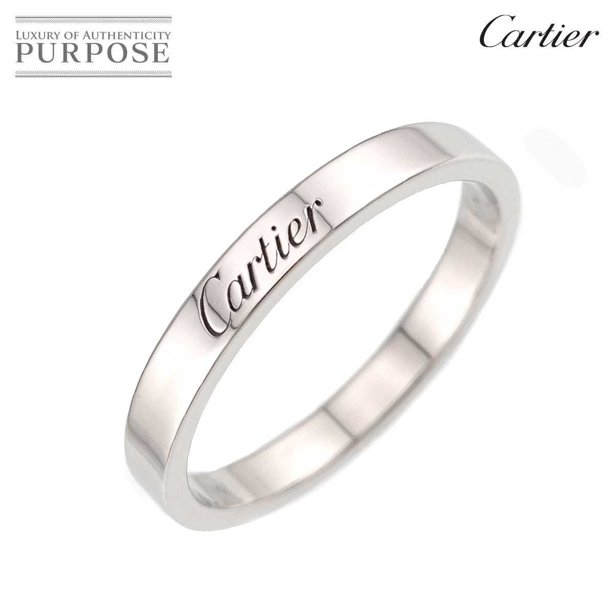 Cartier Cドゥ #60 リング 幅3mm Pt プラチナ エングレーブド 指輪 C de Ring カルティエ 90318500