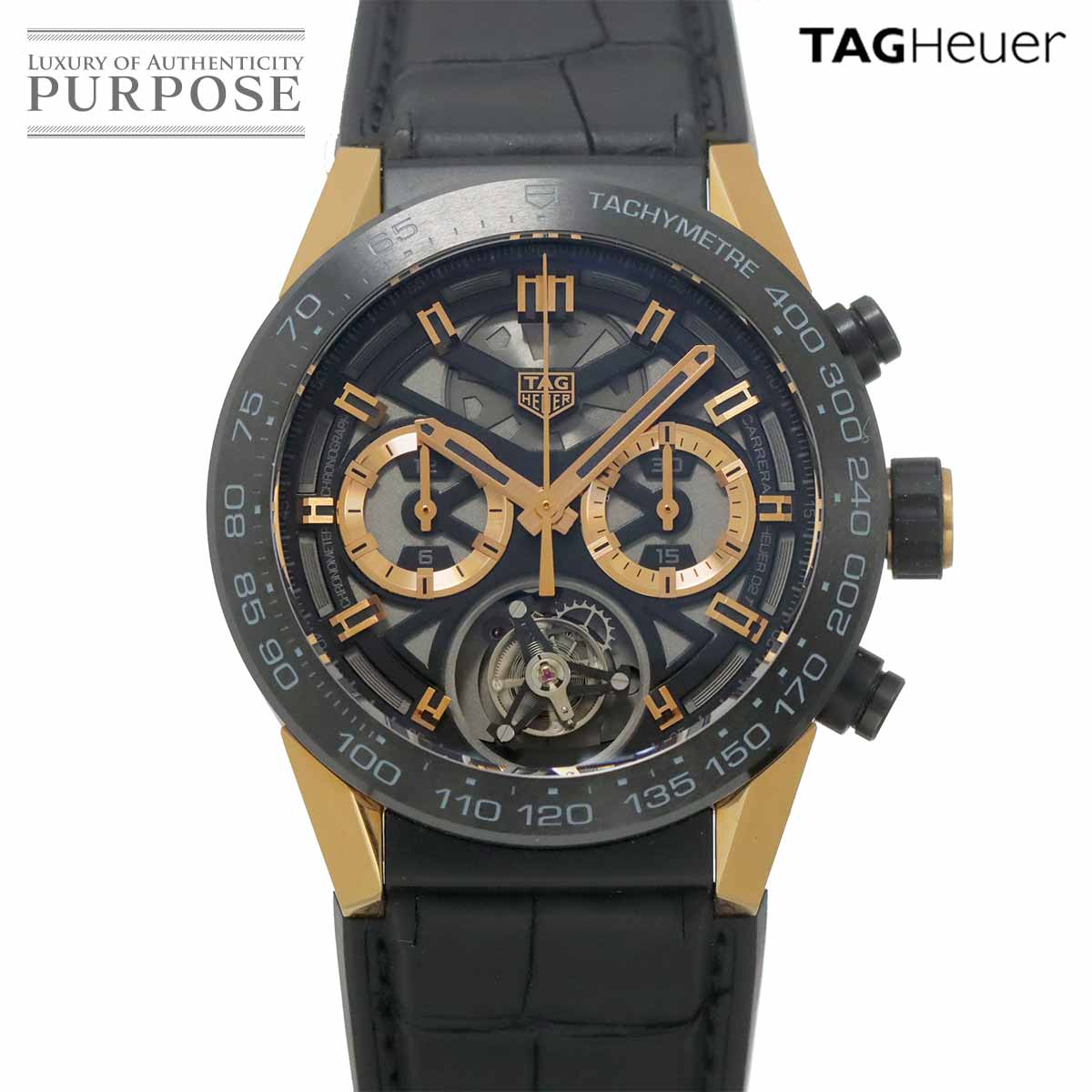 TAG Heuer カレラ キャリバーホイヤー02T トゥールビヨン コンビ CAR5A5U クロノグラフ メンズ 腕時計 スケルトン K18PG 自動巻き ウォッチ Carrera タグホイヤー 90321488