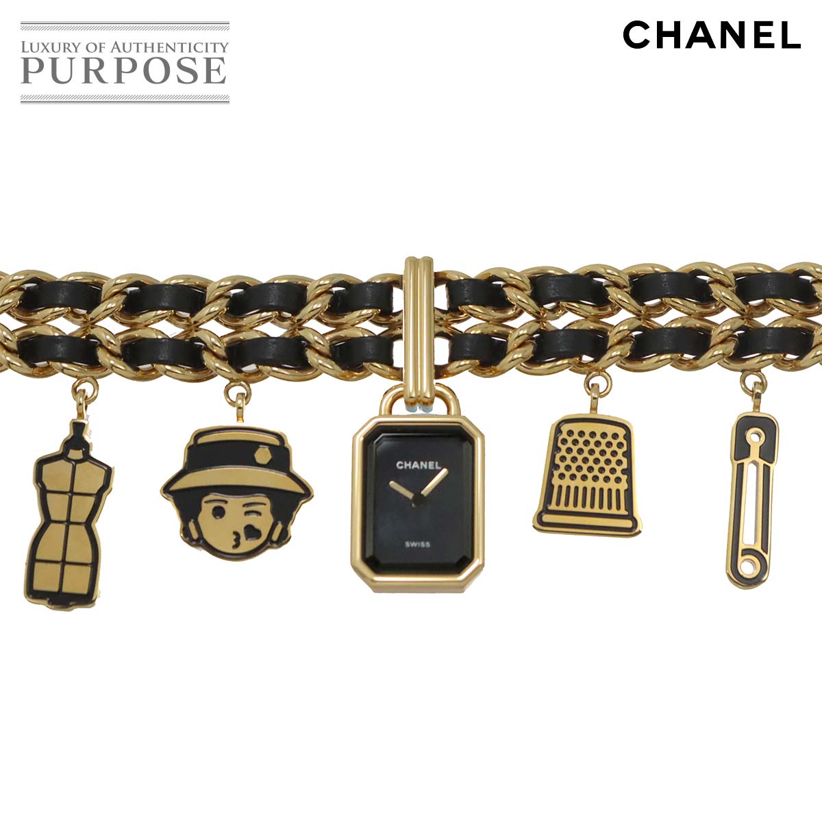 CHANEL プルミエール チャーム クチュール M H9859 ヴィンテージ レディース 腕時計 ブラック ゴールド クォーツ ウォッチ Premiere シャネル 90322068