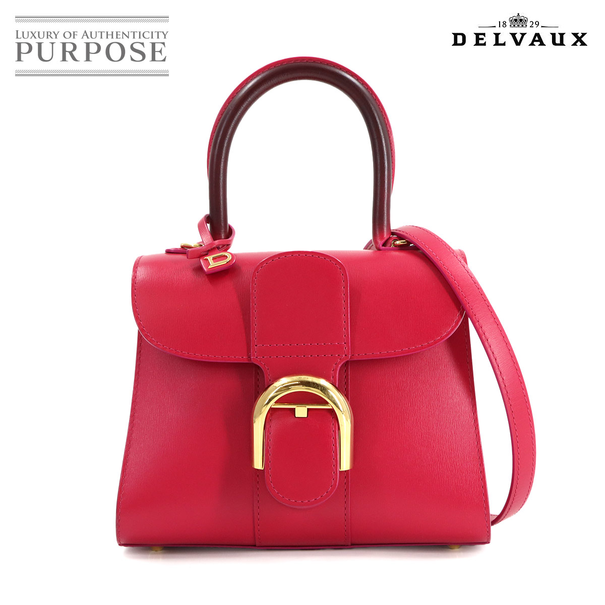 DELVAUX ブリヨン ミニ 2way ハンド ショルダー バッグ レザー ピンク ゴールド 金具 Brillant Mini Hand Bag デルヴォー 90308446