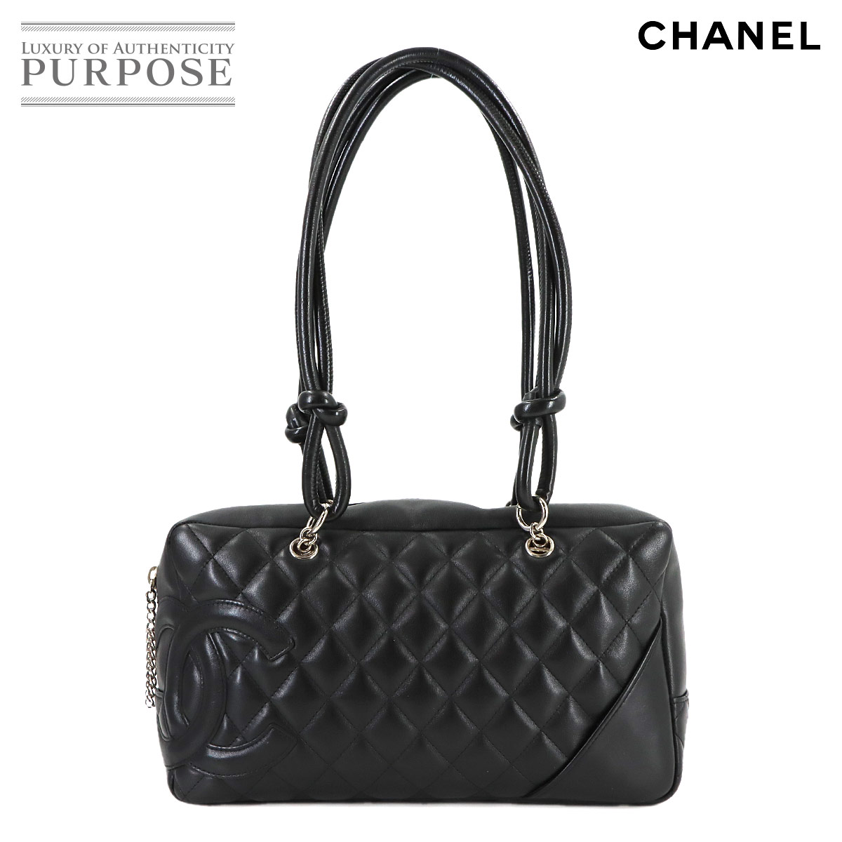 CHANEL カンボンライン ボーリング ショルダー バッグ レザー ブラック A25171 シルバー 金具 Cambon Bowling Bag シャネル 90316183